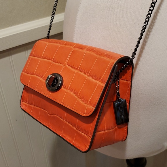 Like NEW Coach Bowery Croc Embossed Crossbody - Picture 4 of 12